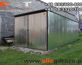 Garaż blaszany 3x5 ocynkowany brama dwuskrzydłowa