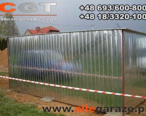 Garaż blaszany 3x5 ocynkowany brama dwuskrzydłowa