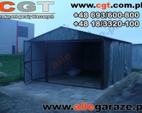 Garaż blaszany 4x6 dwuspadowy grafit RAL 7024 brama uchylna