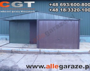 Garaż blaszany 6x4 dwuspadowy z zadaszeniem brama uchylna