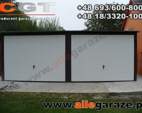 Garaż blaszany 6x5 spad na tył biały RAL 9010 brama uchylna
