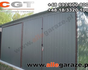 Garaż blaszany 6x5 spad na tył grafit RAL 7024 brama uchylna