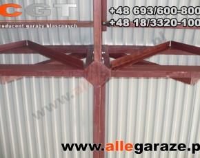 Garaż blaszany 8x6 dwuspadowy piaskowy RAL1002 brama uchylna