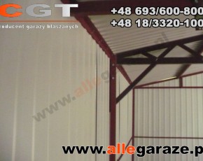 Garaż blaszany 8x6 dwuspadowy piaskowy RAL1002 brama uchylna