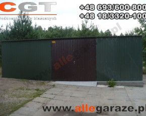 Garaż blaszany 8x6 zielony RAL6005 brama dwuskrzydłowa 