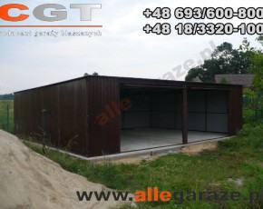 Garaż blaszany 8x6 zielony RAL6005 brama dwuskrzydłowa 