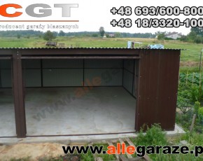 Garaż blaszany 8x6 zielony RAL6005 brama dwuskrzydłowa 