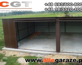 Garaż blaszany 8x6 zielony RAL6005 brama dwuskrzydłowa 
