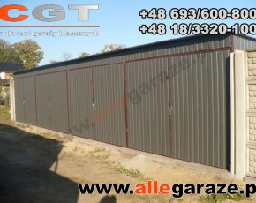Hala garażowa 12x6 spad na tył grafit RAL7024 brama dwuskrzydłowa