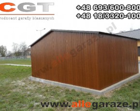 Garaż blaszany 6x5 dwuspadowy złoty dąb brama dwuskrzydłowa